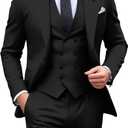 Mens Suit Slim Fit 3 Piece Double Breasted Suit Men Formal Tuxedo Set Casual Wedding Prom Groom Suits (Black), 3X-Large