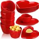 Maxcheck 8 Pcs Valentine's Day Heart Shaped Plates and Bowls Set Ceramic Candy Dish Red Love Plate Dessert Bowls Kitchen Salad Soup Snack Sauce for Valentine Gifts Wedding Birthday Party