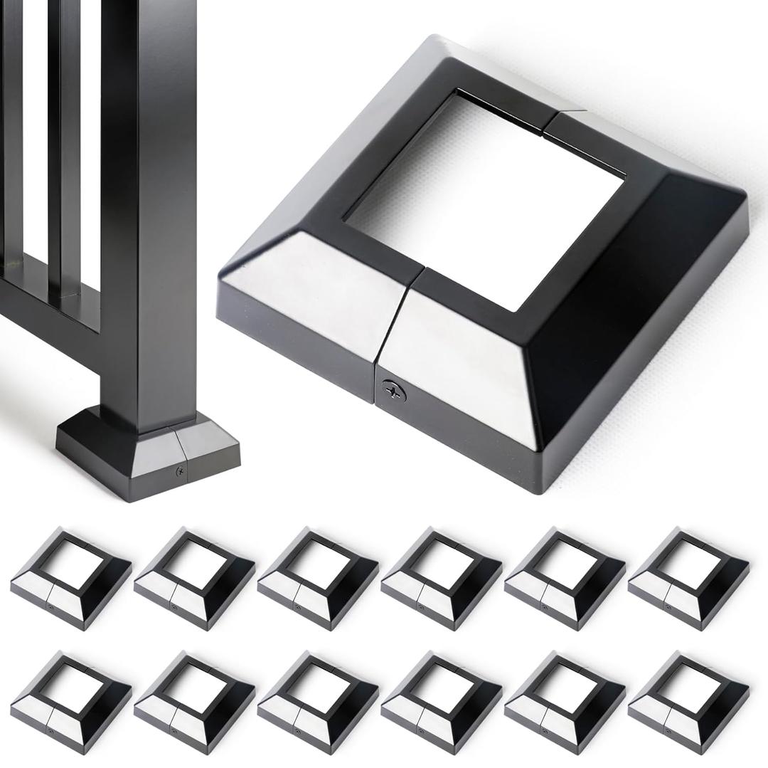 Post Base Cover, Split Type Post Skirt, for Indoor/Outdoor Iron Deck Railing, Stair Post Base Decorative Post Covers Skirt(12, Post-2.5" Base-4.5")