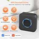 Smart WiFi Wireless Doorbell Chime for Google Nest, Ring, Blink App-Connected with LED Light, No Wiring Required (1pack, Black)
