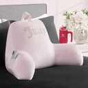 Juicy Couture Velour Backrest Pillow with Rhinestone Juicy Logo - 30"x17", Light Pink Supportive Bed Rest Pillow for Reading, Gaming, or Relaxing
