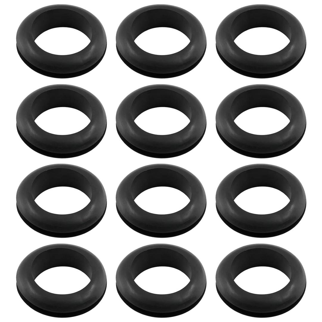 12 Pcs Rubber Grommets, 1-1/5" Inside Diameter 1-1/3" Drill Hole Rubber Wire Grommets O Ring Grommets for Wire, Firewall, Cables, Plugs, Automotive (Black)