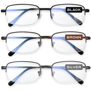 NOVIVON 1.75 Metal Reading Glasses Men - Durable Readers with Blue Light Filtering - Clear Vision