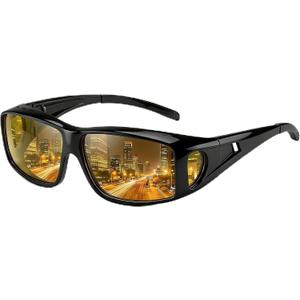 Bio-th Night Driving Glasses Anti Glare, Polarized Night Vision Glasses for Driving, HD Yellow Tint Lens for Rain, Fog & Dark