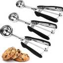 Cookie Scoop Set, 3Pcs Ice Cream Scoop, Cookie Scoops for Baking Set of 3, 18/8 Stainless Steel Cookie Scooper for Baking, Ice Cream Scooper with Trigger Release, Cookie Dough Scoop with Non-slip Grip