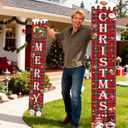 Christmas Door Banner Set 12x71 inch Holiday Porch Signs Red and Green Gnome Design Outdoor Indoor Hanging Decorations (Red 3)