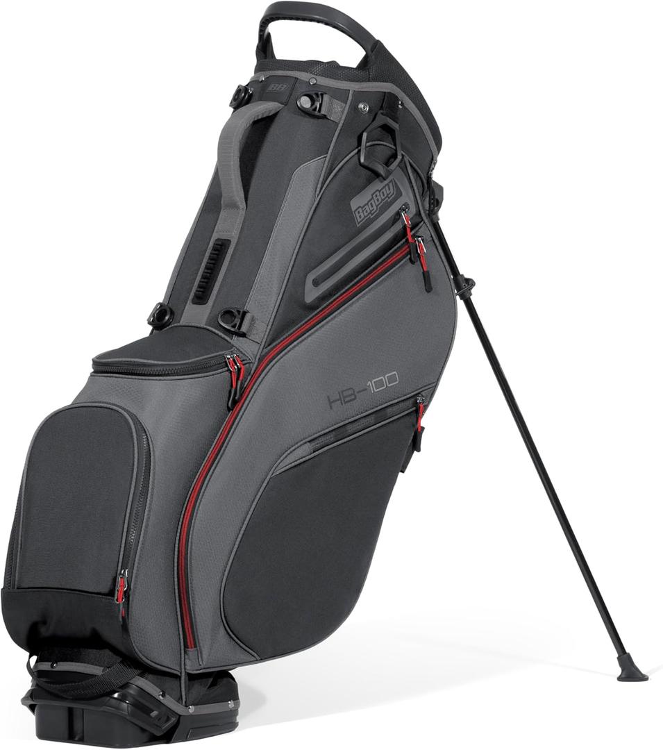 Bag Boy HB-100 Hybrid Golf Stand Bag, Charcoal/ Black/ Red