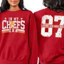 MNLYBABY Football Sweatshirt Women Game Day Sweatshirts in My Game day Era 87 Graphic Long Sleeve Tops (Red, L)