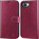 OCASE Compatible with iPhone 16e Wallet Case, PU Leather Flip Folio Case with Card Holders RFID Blocking Kickstand [Shockproof TPU Inner Shell] Phone Cover 6.1 Inch 2025, Burgundy