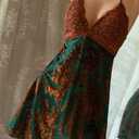 3D Burn-Out Embroidered Velvet Soft Lace Patchwork Lingerie, High-End Spaghetti Strap Nightgown, XL 