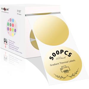 PARLAIM 3" Circle Thermal Labels,Gradual Change Dot Labels for Thermal Label Printer,Thermal Stickers Labels for Inventory,500PCS Round Color Coding Label with Perforation,Package Decoration (Brown)