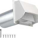 4 Inch Dryer Vent Cover Outside Hooded Wall Vent with Screen and Damper, Exhaust Vent Wall Mount Exterior Wall Vents Cover Cap for Dryer Ventilation&Outdoor Air Exhaust,Galvanized Steel,White
