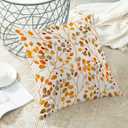 BETGINY Burnt Orange Fall Pillow Covers 16x16 Inch 2 Pcs, Colorful Leaves Decorative Throw Pillows, Plant Flower Floral Autumn Seasonal Outdoor Decor Pillowcase Linen Cushion Cover for Couch Sofa