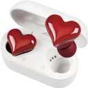 Yoidesu Earbuds Stylish Heart Shaped, Cute Creative Red Heart Bluetooth Earbuds with Charging Case, Noise Cancelling HiFi Stereo BT Earphones, Gifts for Girls Friends