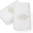 Sense Gnosis White Luxury Hand Towel Set of 2 Super Thick 100% Cotton Soft Highly Absorbent Embroidered Decorative Hand Towel for Bathroom Home Hotel Spa 13 x 29 Inch