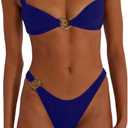 SOLY HUX Metal Ring High Cut Bikini Sets for Women Brazilian Cheeky Two Piece Sexy Bikinis Bathing Suit Swimsuits, XS