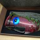 Yao Yuan Hand Blown Murano Style Art Glass Vase with face, Multicolor, 14.57in Tall (Green and Pink)