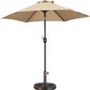 Yaheetech 7.5FT Patio Umbrella Outdoor with Heavy Duty Base Included,Table Umbrella with Push Button Tilt and Crank, UV Protection Waterproof for Yard/Outdoor/Wedding Parties and Events - Tan