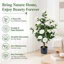 HyeFlora 3ft Artificial Camellia Tree 2 Pack, 34 Inches Faux Camellia Plant in Pot,Fake Potted Camellia Flower Trees UV Resistant for Modern Home Office Living Room Floor Indoor Outdoor Patio Decor