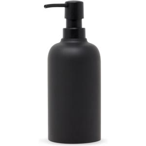Matte Black Soap Dispenser for Bathroom, 15oz Round Rustproof Liquid Hand Dish Soap Dispenser Pump for Kitchen, Countertop, and Bathroom