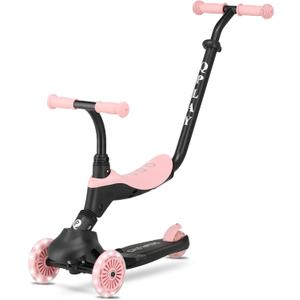 QPLAY Sema EVO 5 in 1 Scooter with Seat Push Handle and LED Lights on Wheels and Running Board with Dynamo Operation, 1 to 6 Years, 50 kg Load Capacity, Foldable