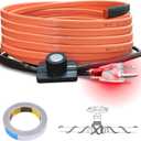 Cupohus Heat Tape for Water Pipes with Thermostat 15FT, Freeze Protection Self-Regulating Heat Trace Cable for Metal, Plastic Home Pipes, Roof and RV