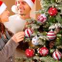 Weysat 6 Pcs 3D Christmas Ball Diamond Painting Ornaments Christmas Diamond Art Set for Adults DIY 1.97" Red and White Xmas Tree Ornament Plastic Hanging Glitter Striped Dot Ball for Tree Party Decor