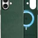 SHIELDON Leather Case for iPhone 16 Plus 6.7", Crazy Horse Top Grain Leather Magnetic Wireless Charging Slim Shockproof with Metal Buttons Compatible with iPhone 16 Plus 5G 