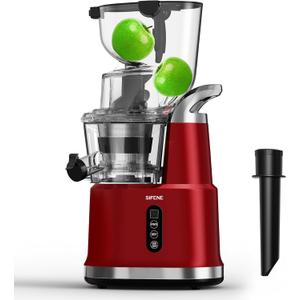 SiFENE Cold Press Juicer Machines, Big Mouth 83mm Opening Whole Slow Masticating Juicer, High Yield, Non-BPA (Red)