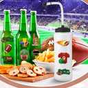 2 x Zhehao Football Gifts, 1 Pack Football Water Bottle with Long Straw and 100pcs Stickers Accessories Stuff for Boys Men Player Lovers(1l, Bpa, Squeeze)