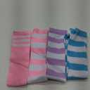 DRESHOW 4 Pairs High Thigh Socks Striped Over Knee Thin Tights Long Stocking for Women Leg Warmer