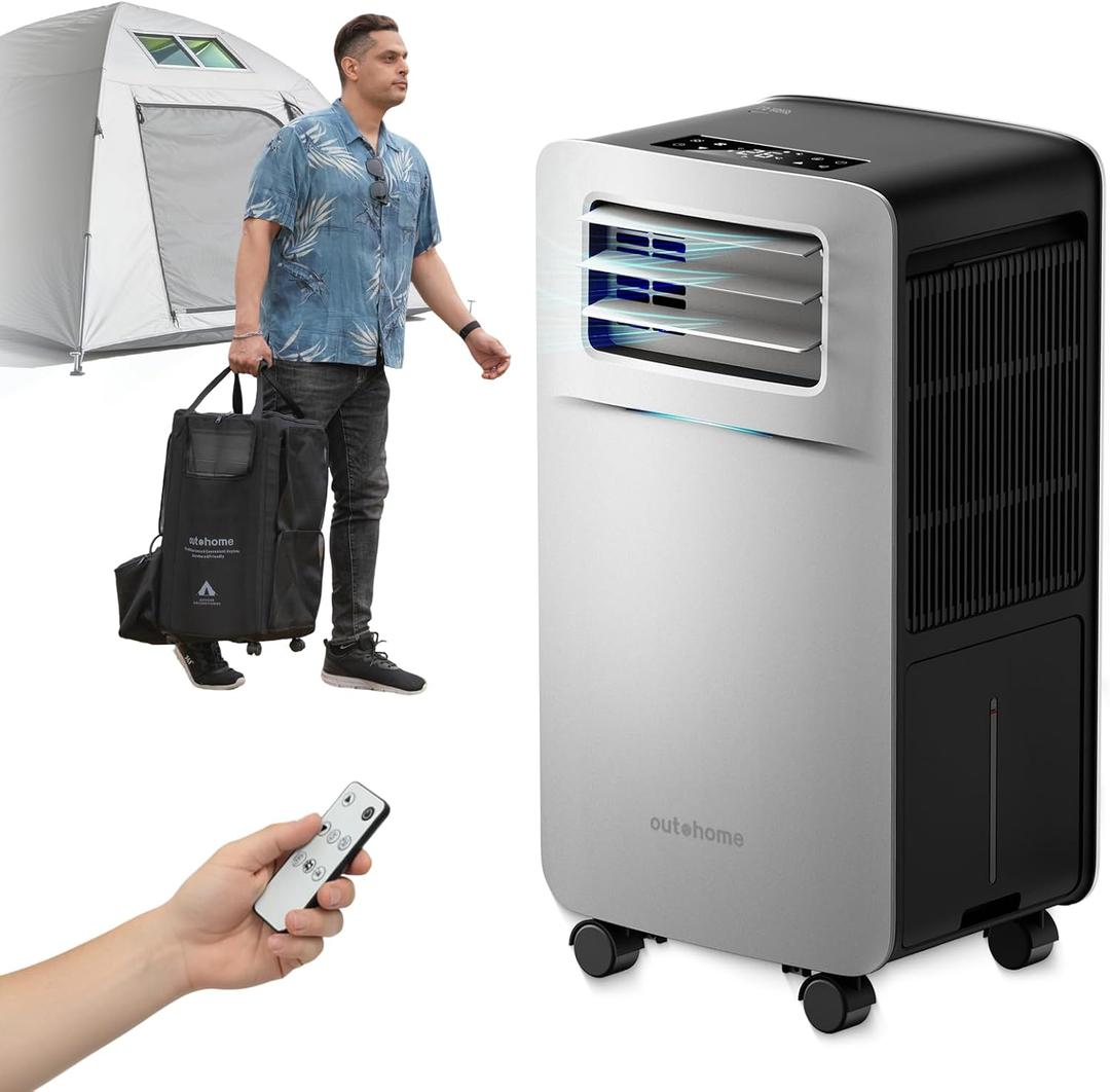 5200 BTU Portable Camping Air Conditioner, 4-in-1 Quiet Small AC Unit with 400W Low Power, Windowless AC for Tent, RV, Truck, Van, Car, Garage, Indoor & Outdoor Use(Silver)