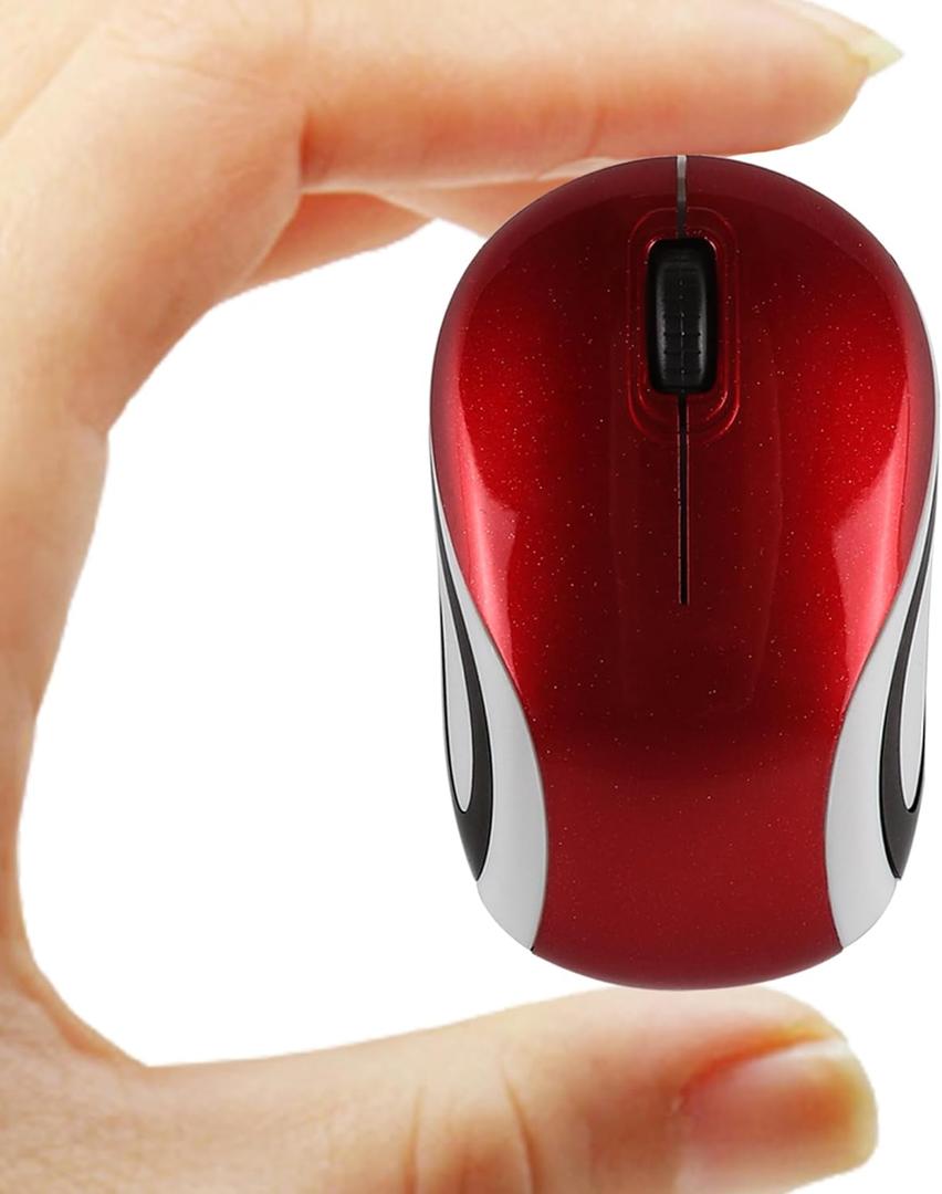 Wireless Mouse Cute Mini Computer Mouse for Laptop Small Size Pocket USB Optical Mice 3 Buttons 1000 DPI Cordless Mouse for PC Kids Gift (Red)