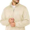 Mens Quarter Zip Pullover Lightweight Mock Neck Sweatshirt Casual Long Sleeve Sweaters (Beige, XXXL)