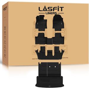 LASFIT Floor Mats for Toyota Grand Highlander 2024 2025 with Subwoofer (Include Hybrid), Trunk Mat Cargo Liner and Seat Back Covers TPE All Weather, Black