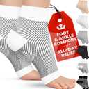 KEMFORD Ankle Compression Sleeve - 1-Pair, Plantar Fasciitis Braces - Open Toe Compression Socks for Swelling, Sprain, Neuropathy, Foot Arch Support for Men and Women - 20-30mmhg, M, White and Black