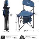 PORTAL Extra Large Quick Folding Tripod Stool with Backrest Fishing Camping Chair with Carry Strap, 19'L x 17.7'W x 30.7'H
