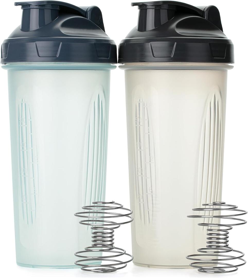 Mr. Pen- Protein Shaker Bottles, 2 Pack, 28 oz, Shaker Bottles with Leak-Proof Flip-Top Lid, Wire Whisk Ball for Smooth Mixing, Ideal for Protein Shakes, Smoothies, and Supplements (Clear)