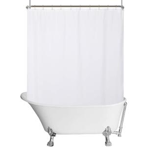 N&Y HOME Waterproof Fabric Clawfoot Tub Shower Curtain 180 x 70 inch All Wrap Around, 36 Hooks Included, Breathable Fabric, Machine Washable, White, 180x70