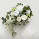 Ling's moment White Bridal Bouquet Cascading, White Wedding Bouquets for Bride, 13 Inch Ivory Bride Bouquets for Wedding Artificial Flowers Bouquets