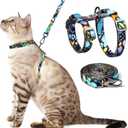 Cat Harness and Leash Set - Escape Proof Adjustable Cat Harness, Comfortable Soft Lightweight, Use Safe & Easy, Walking Travel Kitten Harness for Small Medium Large Cats (Blue Butterfly Magic)