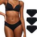 LEAKPROOF2.0 Seamless Bikini Period Underwear for Women | Period Panties Holds 6 Tampons | Mild Incontinence Leak Proof Underwear (S/M, 3-Black)