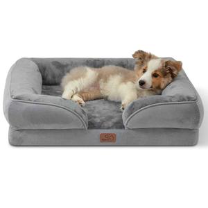 Bedsure Orthopedic Dog Bed Medium Size Dogs - Washable Medium Dog Bed Waterproof, Comfort Pet Couch with Washable Removable Cover, Supportive Foam Pets Sofa with Nonskid Bottom, Grey 28x23x6,5 inch.