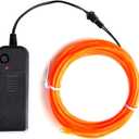 Orange EL Wire -5m Glow-in-The-Dark Electroluminescent Wire with Controller, Waterproof Flexible Light Strip for Halloween Costumes, Cosplay, Rave Parties & DIY Nighttime Decorations