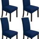 Chair Covers for Dining Room 4 Pack Navy Blue Chair Covers Super Fit Washable Kitchen Chair Protector Cover for Dining Room, Hotel, Ceremony