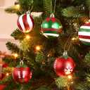 SHareconn 30ct 2.36 Inch Christmas Tree Colored Balls Ornaments, Shatterproof Plastic Decorative Xmas Baubles Decorations for Tree Holiday Decor(Red and Green White, 60mm)