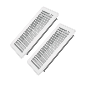 4" x 10" Floor Register 2 Pack - Heavy Duty Steel Walkable Floor Vents - Easy Adjust Air Supply Lever - Vent Covers for Home (White)