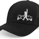Bigfoot Trucker Hat for Men, Big Foot Sasquatch Gifts, Adjustable Embroidered Bigfoot Baseball Cap Black (Medium-Large)