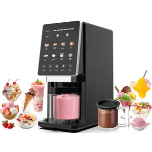 Ice Cream Maker & 10-in-1 Frozen Treat Maker, 20 oz 1 Pint, Mix-In + Re-Spin for Creamy Texture, Gelato, Sorbet, Slushie, Frozen Yogurt & Smoothie Bowls Machine for Homemade, Recipe Guide