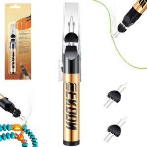 Feekoon Beading Cords & Threads Burner with 2PCS Tips, Thread Burner, Cautery Pen for Jewelry Making, Rapid Burning and Cooling, Batteries Not Included (1 x AA Battery), for Beading Stringing Projects